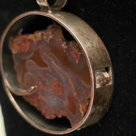 Sterling Silver Necklace w Jasper Pendant